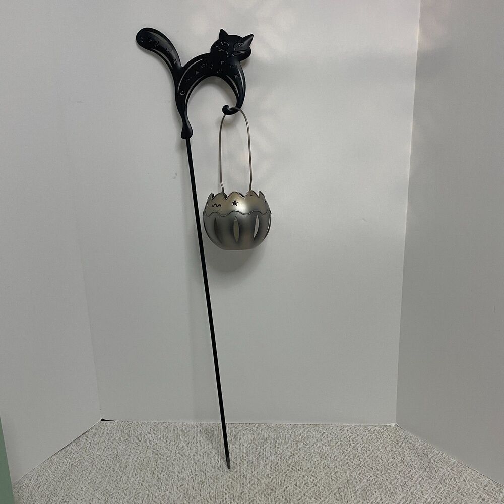 Partylite Pumpkin Spike With Cat P7570 Halloween - Open Box - Picture 2 of 6